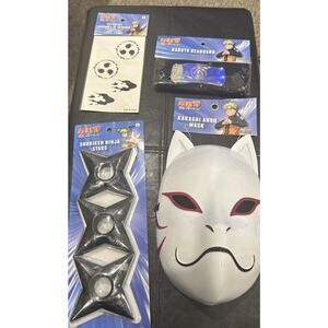Naruto Shippuden Cosplay set Kakashi Mask, Tattoos, Handband Ninja Stars